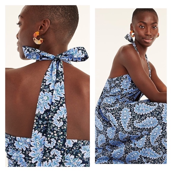 J. Crew Collection Halter Cutout Dress In Ratti Pacific Paisley - Picture 2 of 15